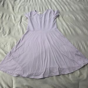 btween Lavender Striped Mini Dress